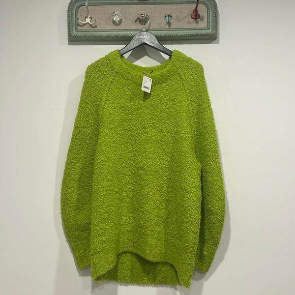 Free people Oscar tender tunic oversize sweater pullover grinch green xs new nwt - Picture 1 of 6